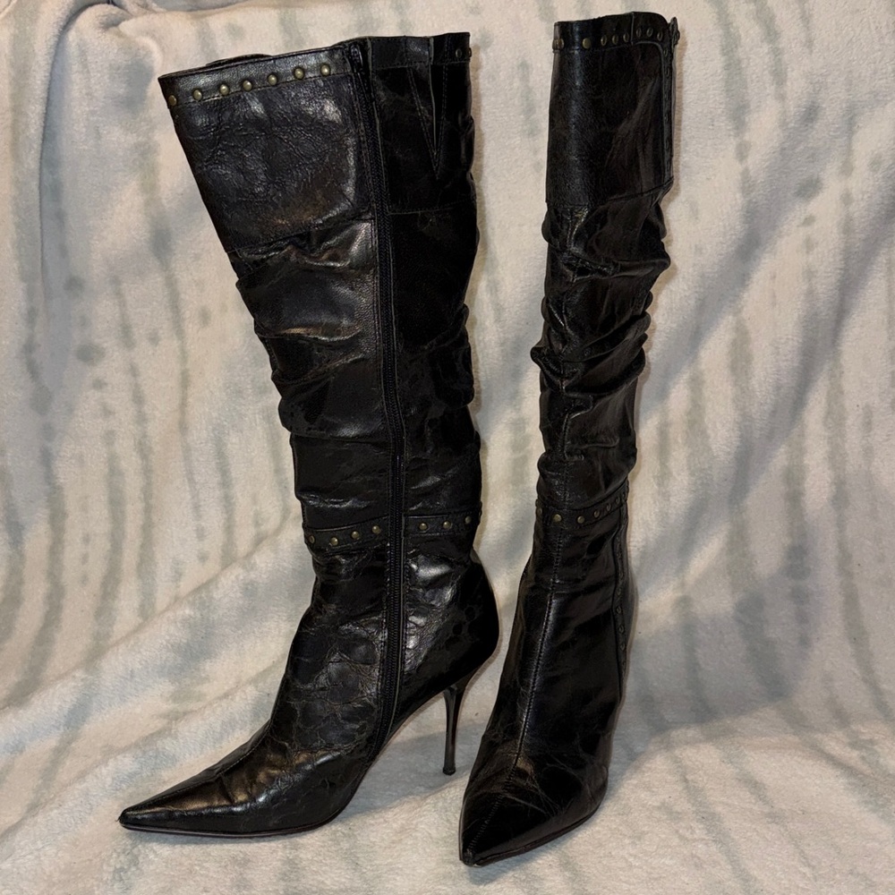 Black Knee-High Leather Boots